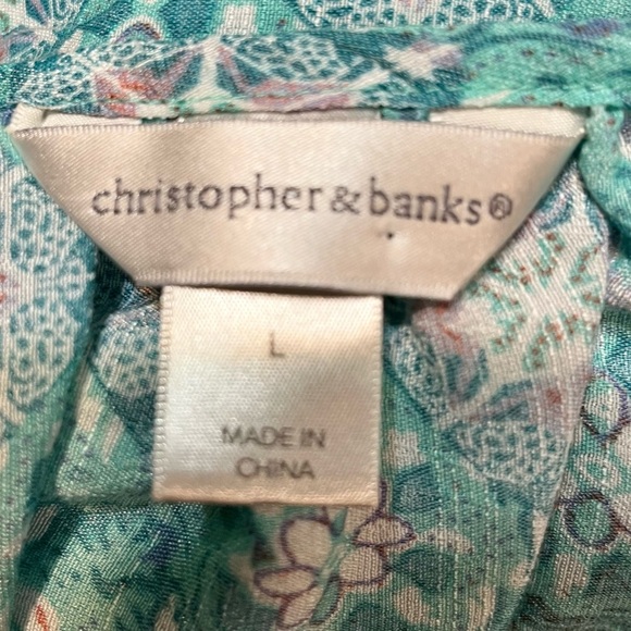 Christopher & Banks Turquoise Purple Long Sleeve Thin Top - Picture 5 of 5